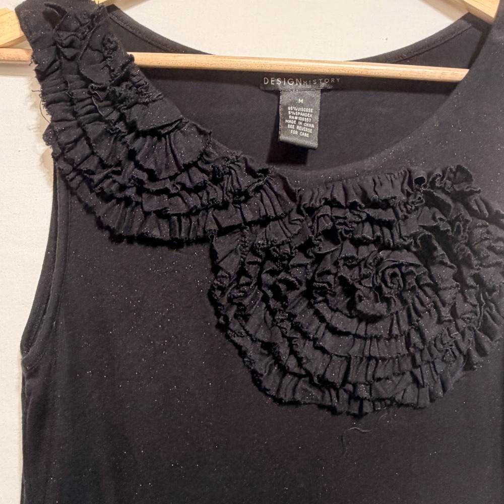 Design History Boho Ruffle Flower Metallic Tank M Whimsigoth Fairygoth‎ Witchy